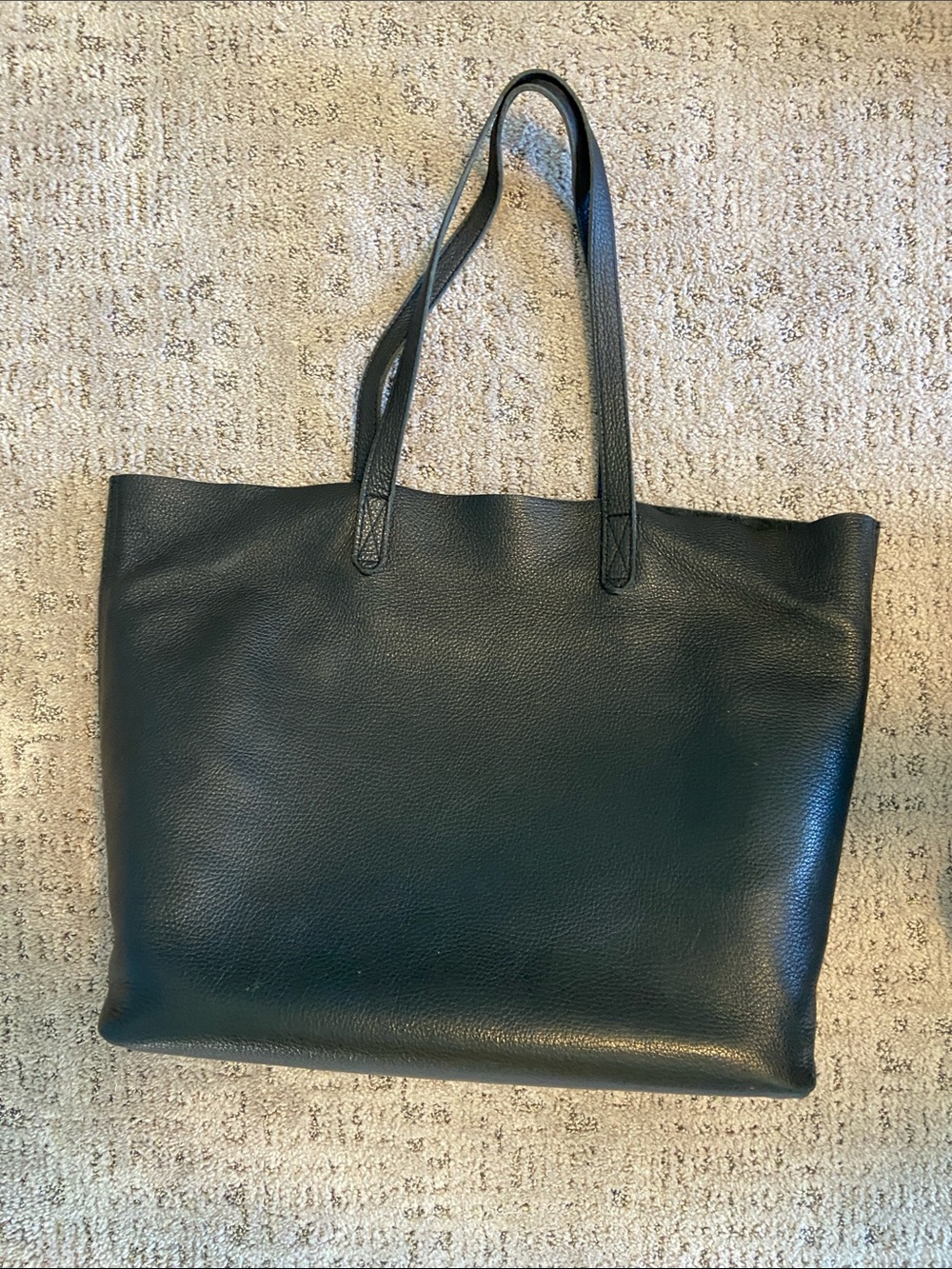 Cuyana Black Pebbled Leather Tote with Gold Hardware and Cuyana Tote Insert